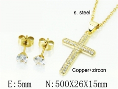 HY Wholesale Jewelry 316L Stainless Steel Earrings Necklace Jewelry Set-HY54S0563OC
