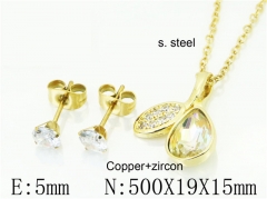 HY Wholesale Jewelry 316L Stainless Steel Earrings Necklace Jewelry Set-HY54S0576OB