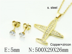 HY Wholesale Jewelry 316L Stainless Steel Earrings Necklace Jewelry Set-HY54S0556OW