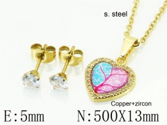 HY Wholesale Jewelry 316L Stainless Steel Earrings Necklace Jewelry Set-HY54S0596OS