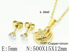 HY Wholesale Jewelry 316L Stainless Steel Earrings Necklace Jewelry Set-HY54S0582OB