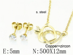 HY Wholesale Jewelry 316L Stainless Steel Earrings Necklace Jewelry Set-HY54S0593OR