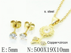 HY Wholesale Jewelry 316L Stainless Steel Earrings Necklace Jewelry Set-HY54S0567OQ