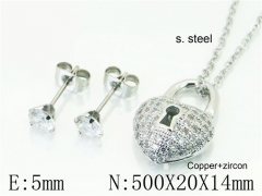 HY Wholesale Jewelry 316L Stainless Steel Earrings Necklace Jewelry Set-HY54S0598OW