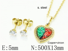 HY Wholesale Jewelry 316L Stainless Steel Earrings Necklace Jewelry Set-HY54S0597OD