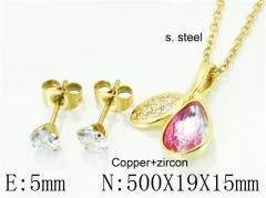 HY Wholesale Jewelry 316L Stainless Steel Earrings Necklace Jewelry Set-HY54S0575OE