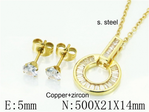 HY Wholesale Jewelry 316L Stainless Steel Earrings Necklace Jewelry Set-HY54S0590PL
