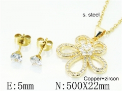 HY Wholesale Jewelry 316L Stainless Steel Earrings Necklace Jewelry Set-HY54S0558PL