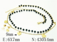 HY Wholesale Jewelry 316L Stainless Steel Earrings Necklace Jewelry Set-HY24S0075HDL