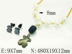 HY Wholesale Jewelry 316L Stainless Steel Earrings Necklace Jewelry Set-HY21S0376IHR
