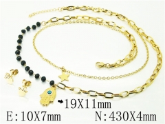 HY Wholesale Jewelry 316L Stainless Steel Earrings Necklace Jewelry Set-HY24S0069HIE