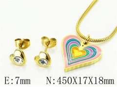 HY Wholesale Jewelry 316L Stainless Steel Earrings Necklace Jewelry Set-HY66S0009HIE