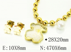 HY Wholesale Jewelry 316L Stainless Steel Earrings Necklace Jewelry Set-HY21S0369IKR