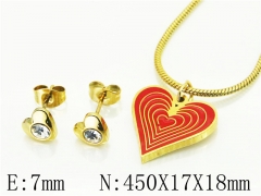 HY Wholesale Jewelry 316L Stainless Steel Earrings Necklace Jewelry Set-HY66S0011HID
