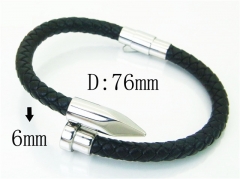 HY Wholesale Bracelets 316L Stainless Steel And Leather Jewelry Bracelets-HY62B0664HMA