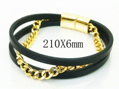 HY Wholesale Bracelets 316L Stainless Steel And Leather Jewelry Bracelets-HY23B0236HKF