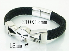 HY Wholesale Bracelets 316L Stainless Steel And Leather Jewelry Bracelets-HY23B0222HLV
