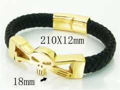HY Wholesale Bracelets 316L Stainless Steel And Leather Jewelry Bracelets-HY23B0223HNC