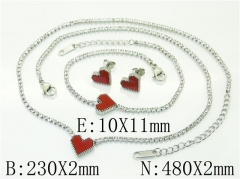 HY Wholesale Jewelry 316L Stainless Steel Earrings Necklace Jewelry Set-HY59S2451IVL