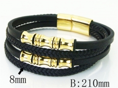 HY Wholesale Bracelets 316L Stainless Steel And Leather Jewelry Bracelets-HY23B0245HOX