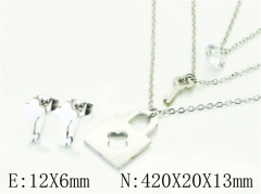 HY Wholesale Jewelry 316L Stainless Steel Earrings Necklace Jewelry Set-HY57S0126ME