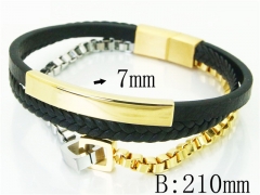 HY Wholesale Bracelets 316L Stainless Steel And Leather Jewelry Bracelets-HY23B0239HNS