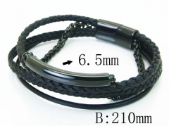 HY Wholesale Bracelets 316L Stainless Steel And Leather Jewelry Bracelets-HY23B0243HNS