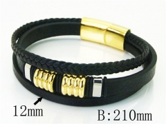 HY Wholesale Bracelets 316L Stainless Steel And Leather Jewelry Bracelets-HY23B0250HMS