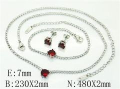 HY Wholesale Jewelry 316L Stainless Steel Earrings Necklace Jewelry Set-HY59S2474IVL