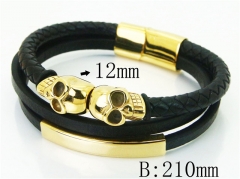 HY Wholesale Bracelets 316L Stainless Steel And Leather Jewelry Bracelets-HY23B0247HOE