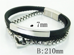 HY Wholesale Bracelets 316L Stainless Steel And Leather Jewelry Bracelets-HY23B0238HLW