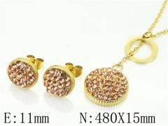 HY Wholesale Jewelry 316L Stainless Steel Earrings Necklace Jewelry Set-HY57S0085PLW
