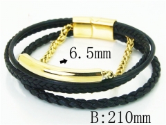 HY Wholesale Bracelets 316L Stainless Steel And Leather Jewelry Bracelets-HY23B0242HNE