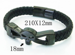 HY Wholesale Bracelets 316L Stainless Steel And Leather Jewelry Bracelets-HY23B0224HNX