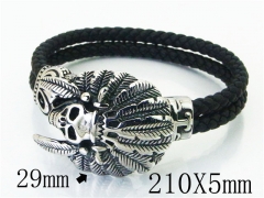 HY Wholesale Bracelets 316L Stainless Steel And Leather Jewelry Bracelets-HY23B0213HKD
