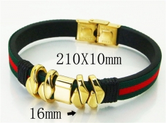 HY Wholesale Bracelets 316L Stainless Steel And Leather Jewelry Bracelets-HY23B0207HPW