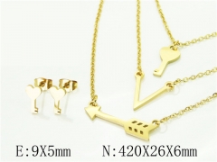 HY Wholesale Jewelry 316L Stainless Steel Earrings Necklace Jewelry Set-HY57S0130NG