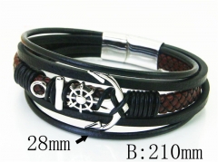 HY Wholesale Bracelets 316L Stainless Steel And Leather Jewelry Bracelets-HY23B0253HNT