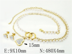HY Wholesale Jewelry 316L Stainless Steel Earrings Necklace Jewelry Set-HY71S0046PL
