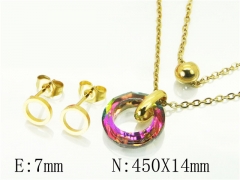 HY Wholesale Jewelry 316L Stainless Steel Earrings Necklace Jewelry Set-HY71S0078OLF