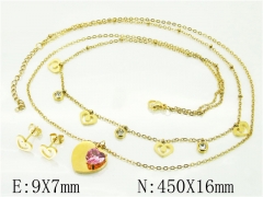 HY Wholesale Jewelry 316L Stainless Steel Earrings Necklace Jewelry Set-HY71S0100HSL