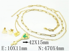 HY Wholesale Jewelry 316L Stainless Steel Earrings Necklace Jewelry Set-HY71S0050PLD