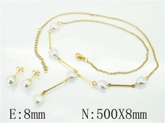 HY Wholesale Jewelry 316L Stainless Steel Earrings Necklace Jewelry Set-HY71S0044NLE