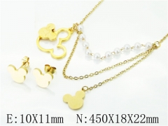 HY Wholesale Jewelry 316L Stainless Steel Earrings Necklace Jewelry Set-HY71S0075MLD