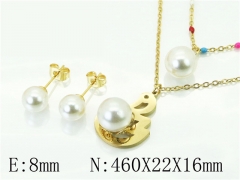 HY Wholesale Jewelry 316L Stainless Steel Earrings Necklace Jewelry Set-HY71S0071PLR