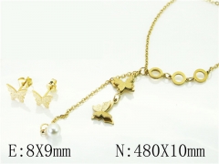 HY Wholesale Jewelry 316L Stainless Steel Earrings Necklace Jewelry Set-HY71S0086NLE