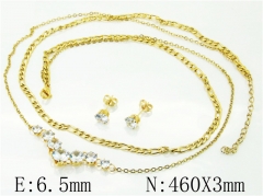 HY Wholesale Jewelry 316L Stainless Steel Earrings Necklace Jewelry Set-HY71S0074PLF