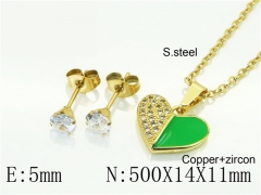 HY Wholesale Jewelry 316L Stainless Steel Earrings Necklace Jewelry Set-HY54S0608OU