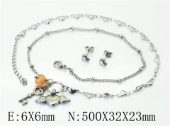 HY Wholesale Jewelry 316L Stainless Steel Earrings Necklace Jewelry Set-HY21S0389HNE