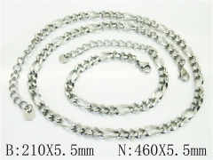 HY Wholesale Jewelry 316L Stainless Steel Earrings Necklace Jewelry Set-HY40S0536OL